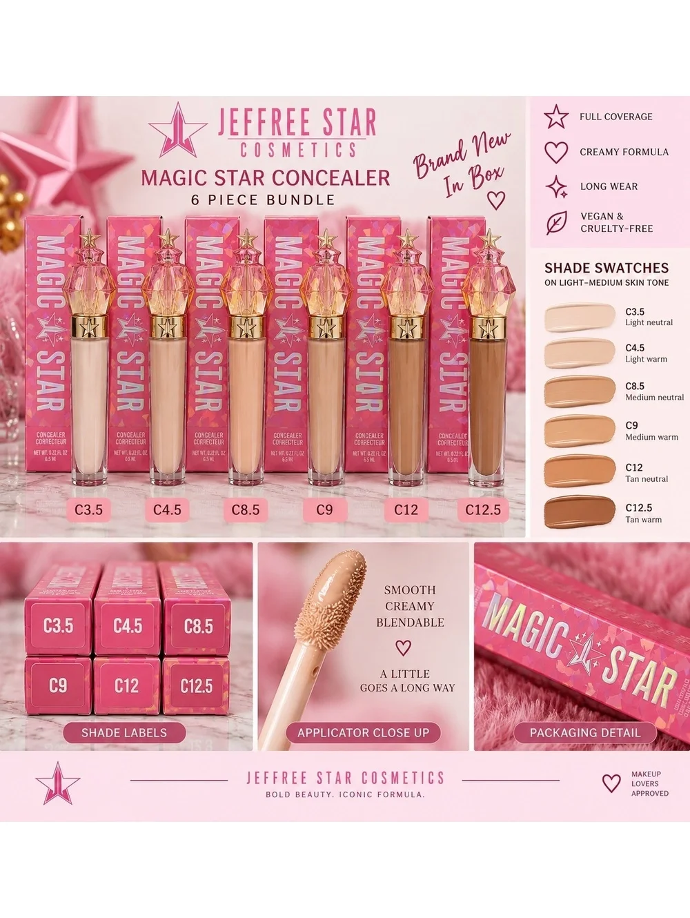 NEW Jeffree Star Cosmetics Magic Star Concealer 6-Piece Bundle